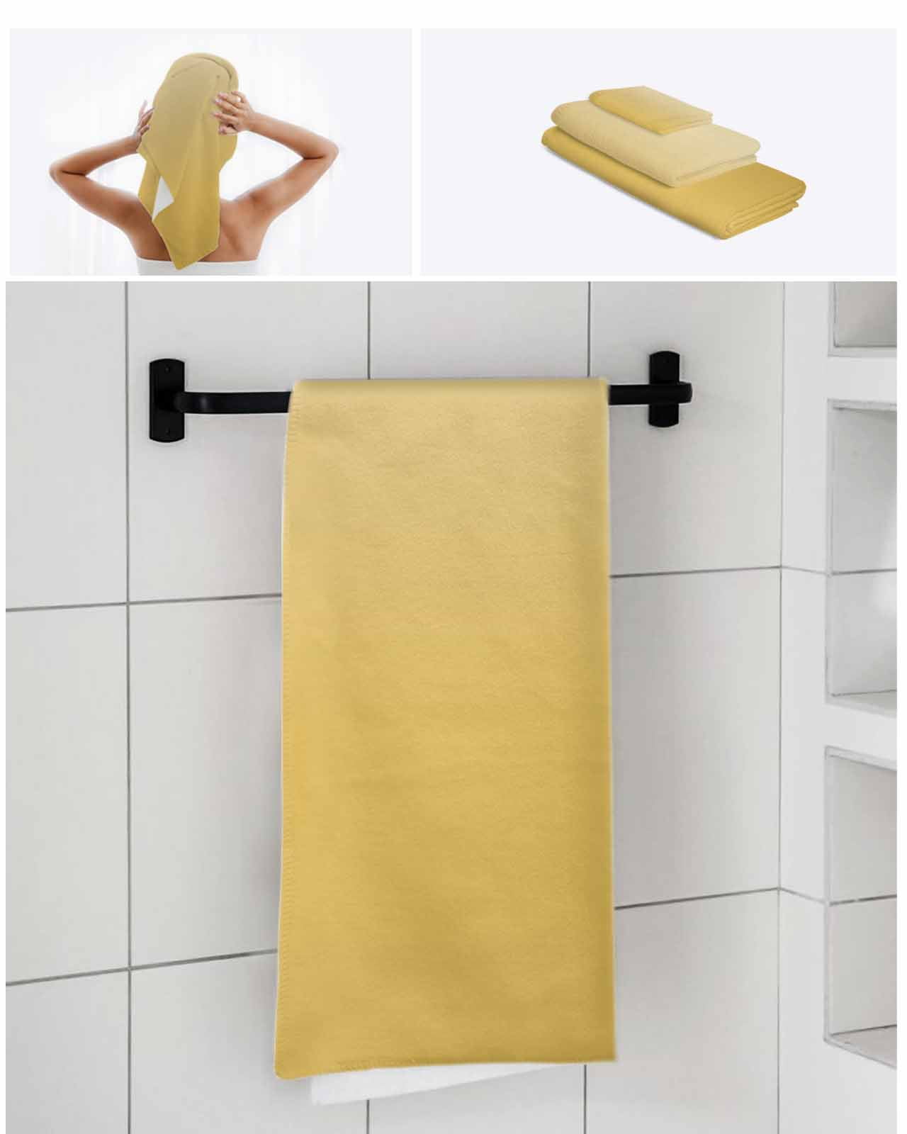 Orange Yellow Ombre Bath Towels for Bathroom Set,Luxury Microfiber Towels Gifts for Women,Beach Kitchen Hand Hair Face Towel and Dish Washcloth,Modern Abstract Art Gradient Aesthetics Towels+Set