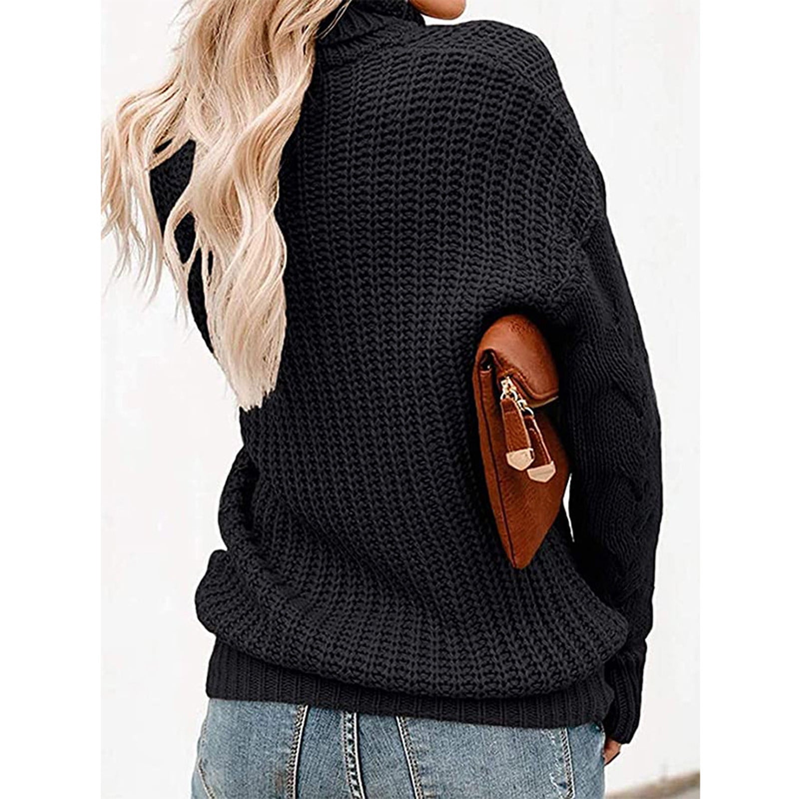 jovati Women Turtleneck Hoodie Fashion Women Casual O Neck Turtleneck Solid Color Long Sleeve Pullover Sweater Walmart