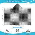 thumbnail image 2 of Black White Small Checkered Pattern Hooded Bath Towel，60"x35" for Ages 3 To 12 Kids, Quick Dry Lightweight Soft Microfiber Hood Beach Towel Cover Up for Kids, 2 of 7