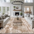 thumbnail image 3 of Brown Coastal Large Area Rugs 6x9 ft Nautical Starfish Octopus Coral Summer Washable Rug Non Slip Indoor Carpet Absorbent Floor Mat for Living Room Bedroom Dining Room, 3 of 9