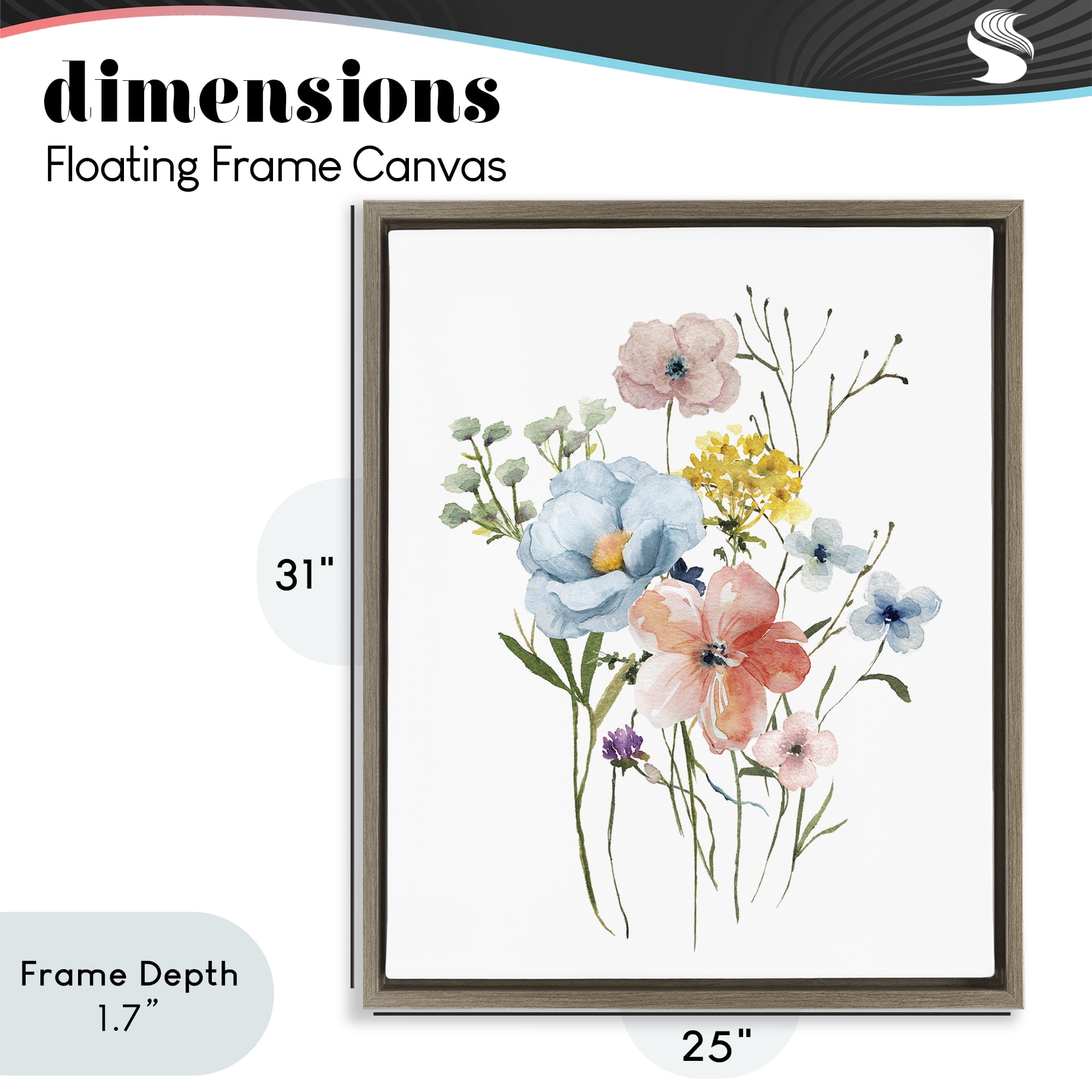 Stupell Industries Spring Meadow Wild Flowers Brown Framed Floater Canvas Wall Art, design by Livi Finn