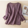 thumbnail image 4 of Whlbf Womens Tops Clearance Long Sleeves Ramie V-Neck Floral Retro Literary Shirt Loose Long-Sleeved Everything Top V-Neck Shirt, 4 of 5