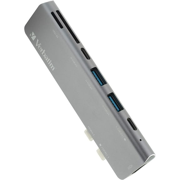 Verbatim® 7-in-2 USB C Hub Adapter/dock with 4K HDMI, 100W Power Delivery, USB 3.0, SD Card Readers for MacBook Pro and USB C Laptops