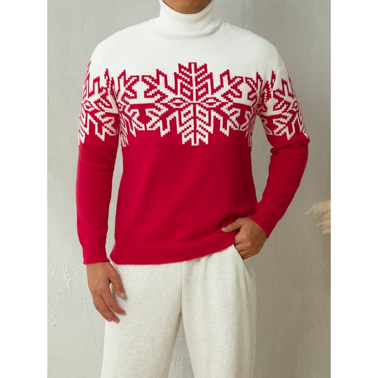 Matching Family Christmas Sweaters Turtleneck Reindeer Snowflakes Ugly Knit Sweater Pullovers Tops for Holiday Party Walmart