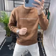thumbnail image 4 of Sudadera con capucha y letras estampadas para hombre, ropa para hombre, sudadera ajustada sin capucha, jersey verde de alta calidad, estilo coreano, algodón, barata, 4 of 5