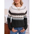 thumbnail image 2 of Women'S Casual Vintage Sweater Raglan Sleeve Crew Neck Knit Pullover Comfortable Warm Autumn Top Black L, 2 of 8