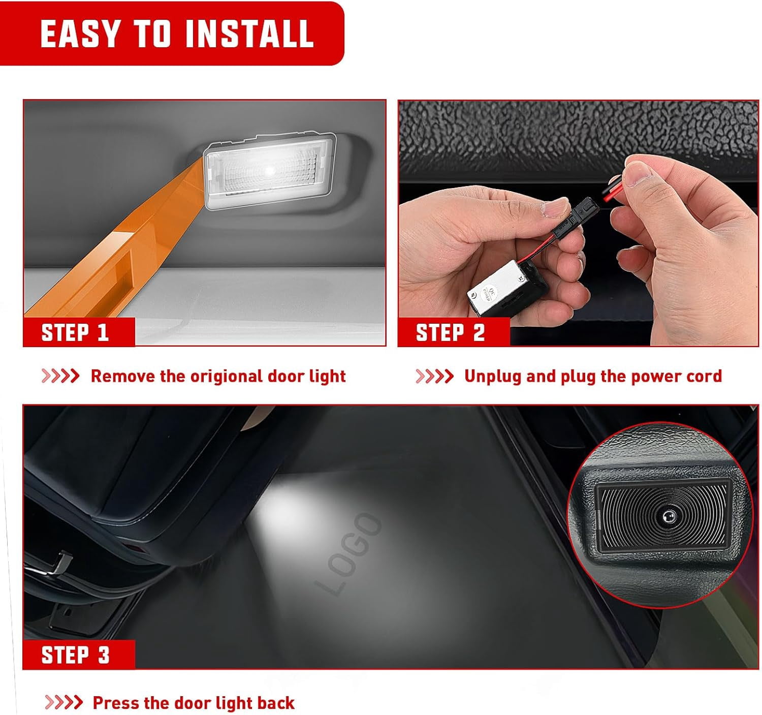 Nilight Door Projector Puddle Lights Compatible with Tesla Model 3/Y/S/X, Welcome Courtesy Step Door Interior Lamps Super Bright, 2-Pack