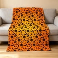 thumbnail image 6 of Homellea Halloween Pumpkin Skull Bat Throw Blanket, Orange Flannel Fleece Blanket with Spider, Moon, Witch Hat and Jack O Lantern Pattern for Sofa, Couch, Bed, Bedroom and Travel, 6 of 9