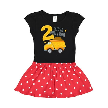 

Inktastic Dump Truck 2nd Birthday Gift Toddler Girl Dress