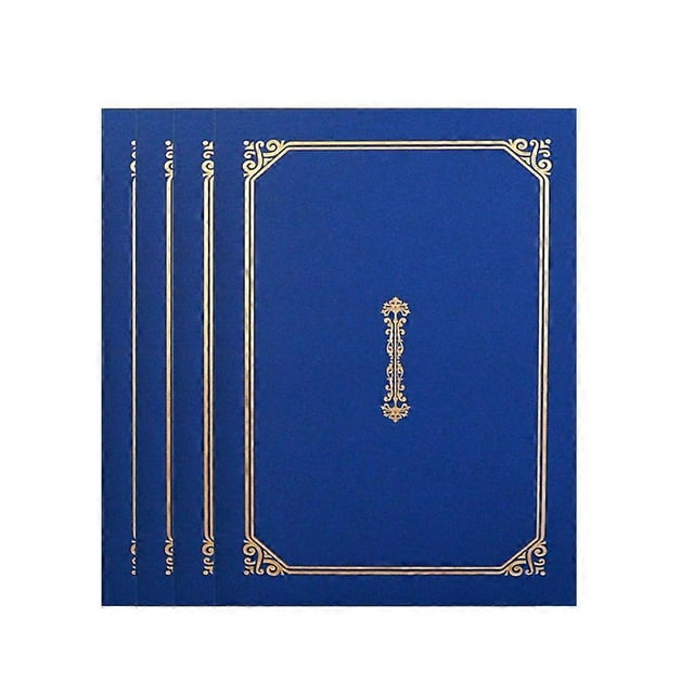 4 Pcs A4 Certificate Holder Hot Stamping Diploma Cover Document Cover for Letter-Sized Award Certificates - 30.5x22.5cm (Navy Blue)