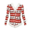 thumbnail image 5 of Vivianyo HD Sleepwear for Women Women's Christmas Snowflake Print Feather Trim Button Front Adult Onesie Home Wear Siamese Pajamas Rollbacks Red, 5 of 6