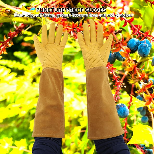 Guantes de poda de rosas, guantes de jardinería de cuero para poda de rosas, guantes de instalación sin esfuerzo