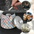 thumbnail image 4 of Yayeee Ashtray with Lid for Cigarette Smokeless Stainless Steel Home Ash Holder, Red Art Pattern, 4 of 7
