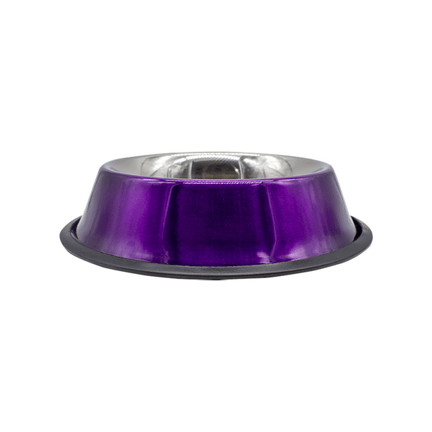 Plato Para Perro Tazón Grande Morado Importadora La Merced Aluminio Antiderrapante