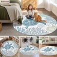 thumbnail image 6 of 8ft Round Rug, Blue Turtle Coastal Non-Skid Rubber Backing Large Area Rugs - Living Room Bedroom Home Office, Summer Beach Nautical Coral Indoor Floor Mat Carpets Washable Rug, 6 of 9