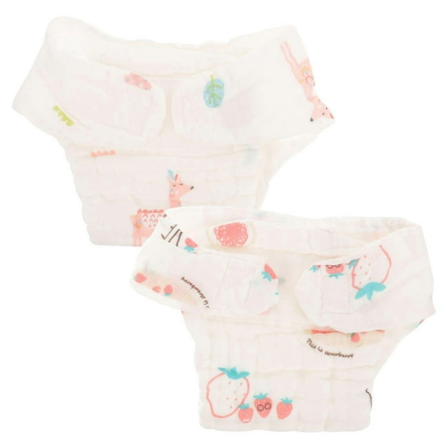 2 Pcs Cotton Baby Girl Reusable Diaper Pants Washable Diaper Pants For Infant