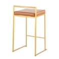thumbnail image 4 of Fuji Contemporary Stackable Counter Stool In Gold With Camel Faux Leather Cushion - Set Of 2, 4 of 7