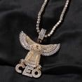 thumbnail image 3 of 14K Gold Over Finish Simulated Diamond Iced out Bling Custom Flying Wings Eagle CEO Charm Pendant Necklace, Gift for him, Free Rope Chain, 3 of 5