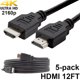 thumbnail image 1 of Paquete de 5 cables Digital 1.4 HDMI SatelliteSale 4K Cordón negro de PVC 12 pies, 1 of 5