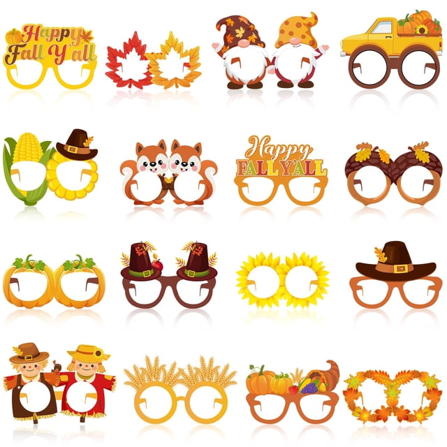 Anteojos de papel Harrycle Fall para decoración de fiestas, 32 unidades