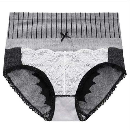 

High Waist Women Panties Lady Lace Underwear Girls Breathable Briefs Women Cute Lingerie Gray