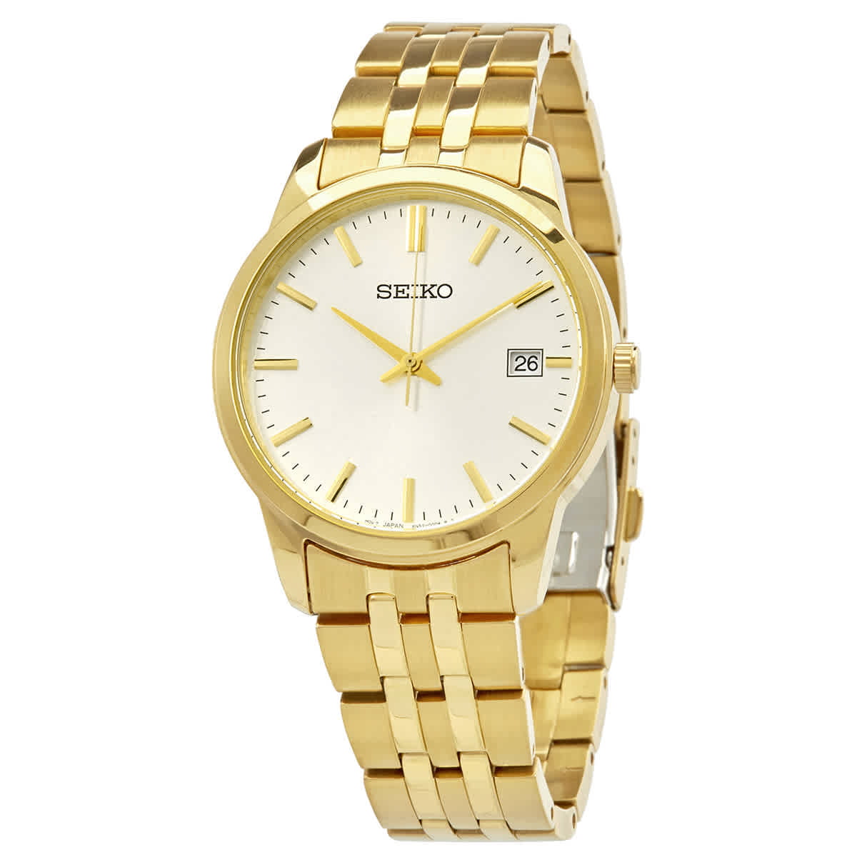 Seiko Essential Quartz White Dial Yellow Gold-tone Men's Watch SUR404 -  