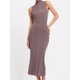 thumbnail image 1 of Tossy-Vestido largo de punto sin mangas con cuello alto para mujer, vestido largo ajustado y elegante a la moda para otoño 2023, 1 of 5