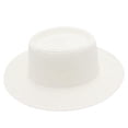 thumbnail image 3 of French Style Straw Hat, Solid Color Dome Top Boater Hat for Women and Men, Unisex Casual Summer Hat for Daily Fashion Wear and Outdoor White, 3 of 4