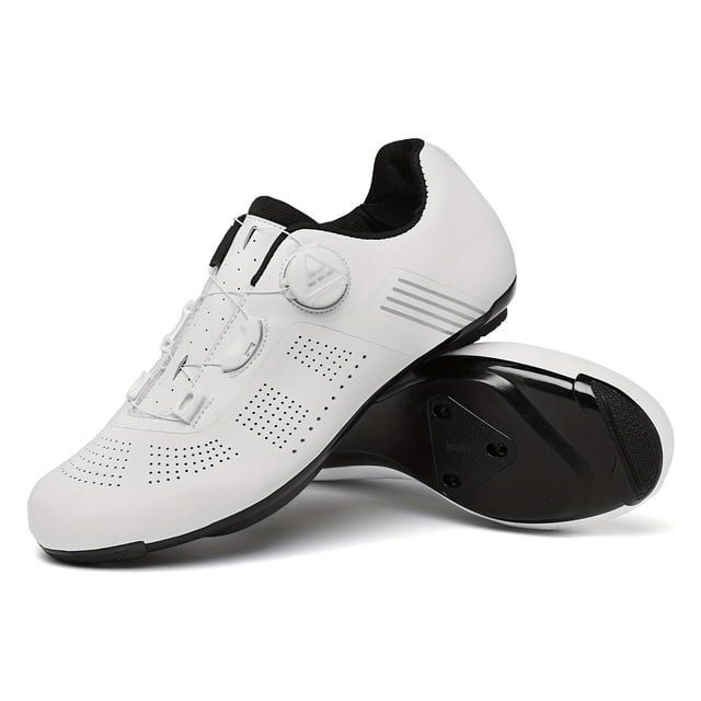 SUTENGDA Men‘s Non-Slip Cycling Shoes for Road Biking - Compatible with SPD Cleats Breathable & Comfortable Ideal for Daily Rides and Racing Durable TPU Sole White