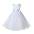 thumbnail image 2 of Ekidsbridal Girl Bridesmiad Flower Girl Dress - White Satin Tulle with Tiebow 829T-A (Size: S-12), 2 of 3