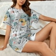 thumbnail image 6 of Bingfone The World Map with Cartoon Animals Print Pajamas Sets for Women Soft Short-Sleeved Pjs with Lounge Shorts Two Piece Sleepwear, 6 of 8