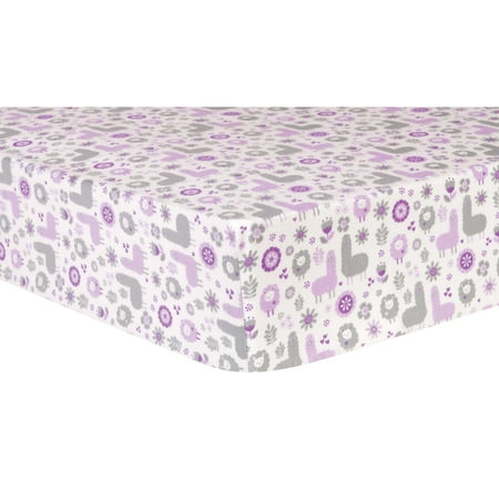 UPC: 0846216052750 | Llama Friends Deluxe Flannel Fitted Crib Sheet