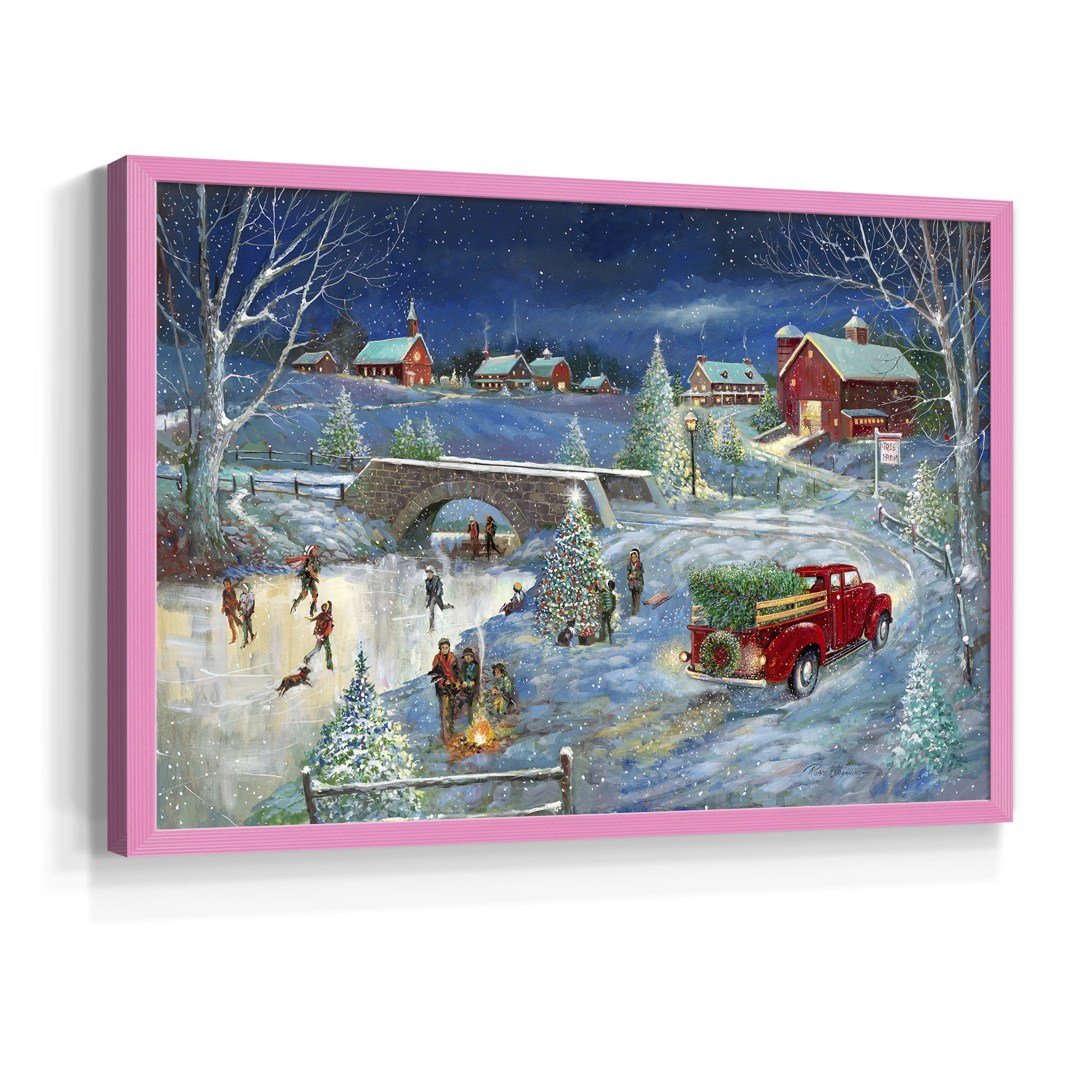 Warm Holiday Memories by Ruane Manning - Restickable Framed Giclée Print with Real Wood Frame