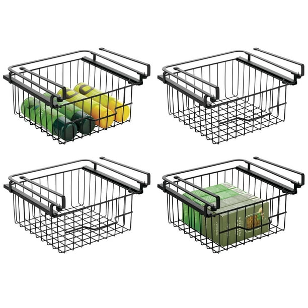 mDesign Compact Hanging Pullout Drawer Basket Sliding Under Shelf