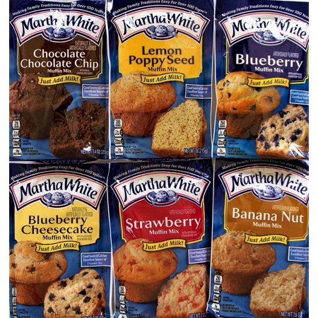 Martha White Muffin Mix Sampler Package with Favorite Banana Nut - 6 Pack of Various Flavors