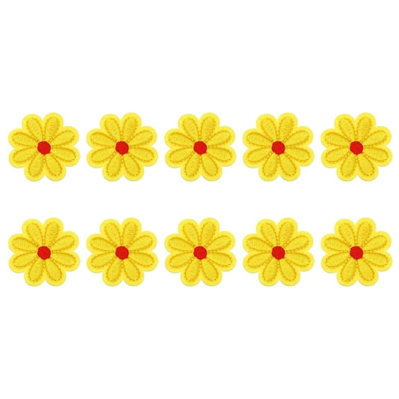 Uxcell 10Pcs Daisy Flower Iron on Patches Yellow Embroidered Patches Applique,1.57Inch