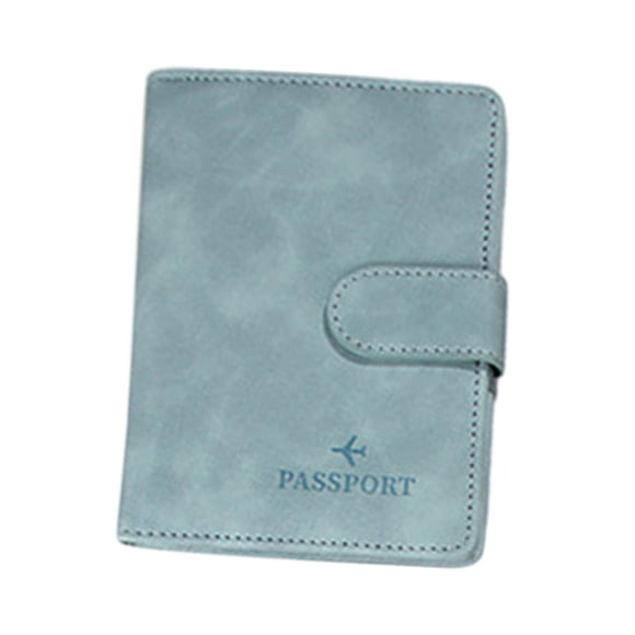 Funda para pasaporte, tarjetero de piel sintética, organizador de tarjetas de crédito azul claro