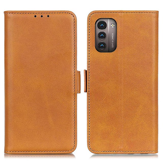 KAIYANG Funda protectora de cuero con diseño de vaca y ventosa lateral para Nokia G11/G21, color marrón, estilo C, para Nokia G21 4G, color amarillo