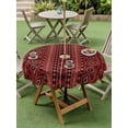 thumbnail image 4 of Outdoor Tablecloth with Umbrella Hole for Patio/Picnic/Party/Camping, Red Boho Southwestern Waterproof Table Cloth Round Cover Washable, Farmhouse Aztec Tribe Ethnic Motifs (Dia 60"), 4 of 8