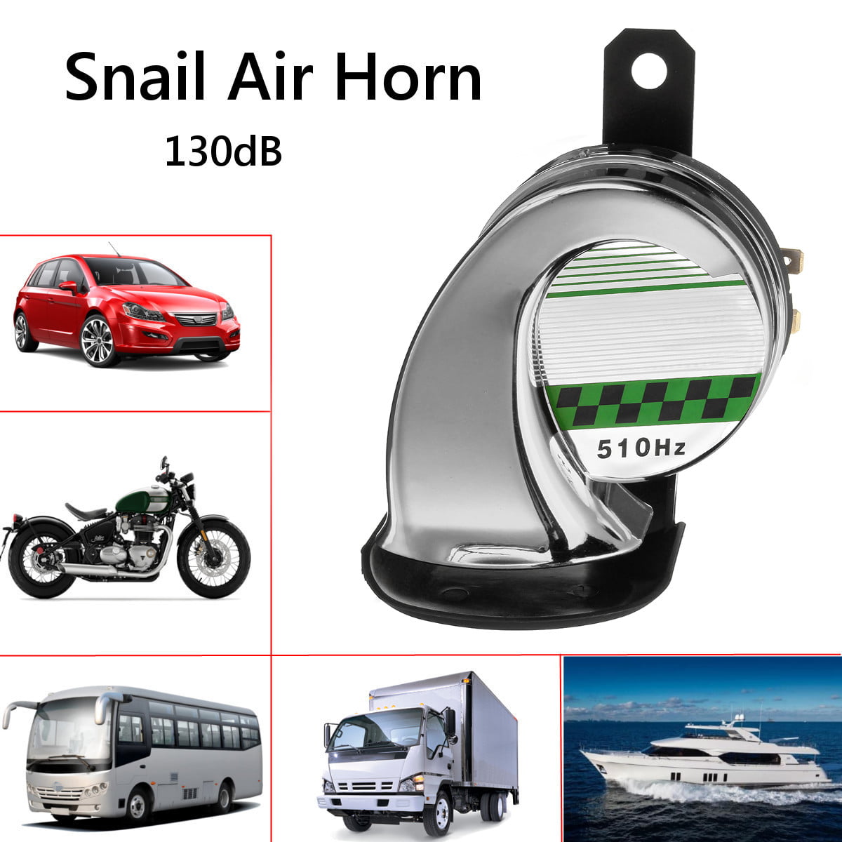 12V 130 DB 510Hz Waterproof Snail Siren Air Horn Speaker for Car Motorcycle Lorries SUV Trucks Bus yellow 