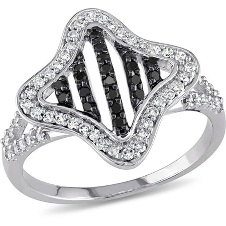 3/8 Carat T.W. Black and White Diamond 10kt White Gold Cocktail Ring