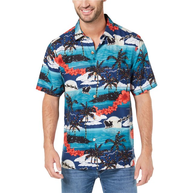 Tommy Bahama - Camisa con botones para hombre, luz de la luna en el paraíso, azul, mediano