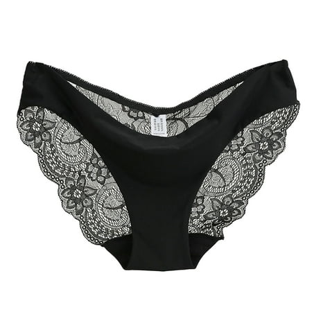 

HEVIRGO Women Panties Triangle Shape Low Waist Lace Stitching See-through Patchwork Seductive Anti-septic Thin High Elasticity Women Briefs for Inner Wear
