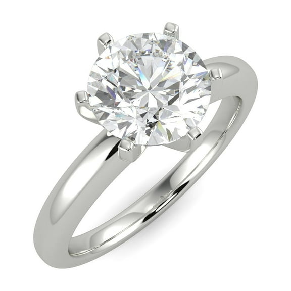 2 Carat Round Brilliant Moissanite Solitaire Engagement Ring in 14k White Gold (G-H, VS, cttw) 6-Prong Size 7.5 by Beverly Hills Jewelers