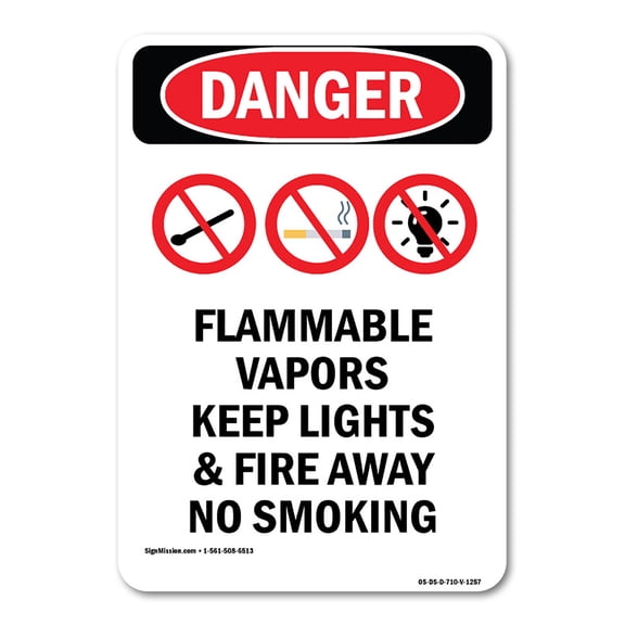 OSHA Danger Sign -  Flammable Vapors Keep | Decal | Protect Your Business, Construction Site, Warehouse & Shop Area |  Made in The USA