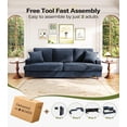 thumbnail image 6 of Welzona 87" Corduroy Sofa, Modern 3-Seater Couch with 2 Throw Pillows, Tool-Free Assembly, Blue, 6 of 10