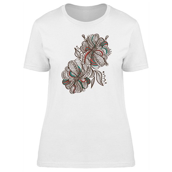 Flowers With Ethnic Textures T-Shirt Women -Image by Shutterstock, Female Small
