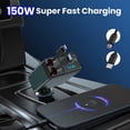thumbnail image 2 of NEXPOW 150W Car Charger Adapter, 12V–24V Multiport Fast Charging with Built-In USB-C & Lightning Cables and LED Voltage Display, 2 of 9