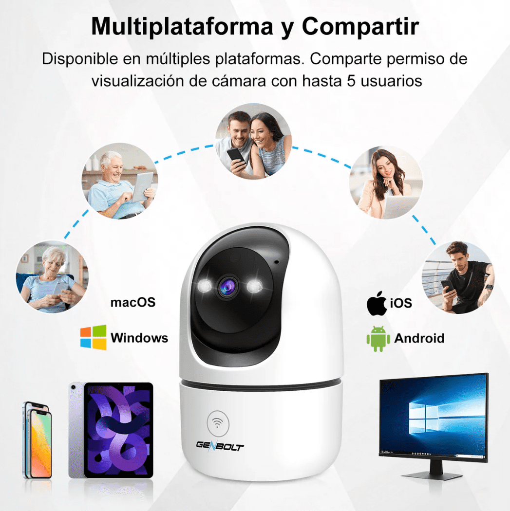 GENBOLT 2K Pet Camera, WiFi Security Camera Indoor,Home Surveillance IP Camera CCTV with Humanoid Detection, Auto Cruise Dog Cam with Audio Alarm