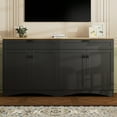 thumbnail image 3 of Harper & Bright Designs Wood TV Stand with 2 Drawers for 70 inch TV, TV Storage Cabinet with Adjustable Shelves, Mid-Century Entertainment Center Console Table for Living Room, Black, 3 of 13